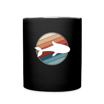 Fisch Retro - Tasse einfarbig - Schwarz - Vorne