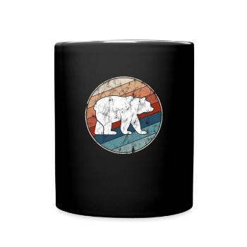 Bär Retro - Tasse einfarbig - Schwarz - Vorne
