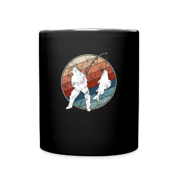 Angeln Retro - Tasse einfarbig - Schwarz - Vorne