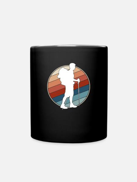 Wandern Retro - Tasse einfarbig - Schwarz