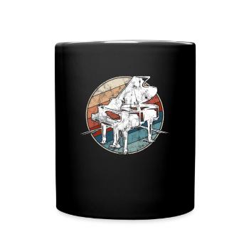 Klavier Retro - Tasse einfarbig - Schwarz - Vorne