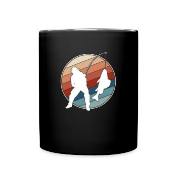 Angeln Retro - Tasse einfarbig - Schwarz - Vorne