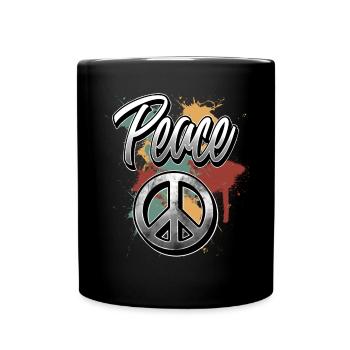 Peace Frieden - Tasse einfarbig - Schwarz - Vorne