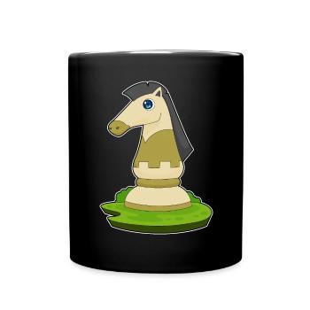 Schachfigur Springer Schach - Tasse einfarbig - Schwarz - Vorne