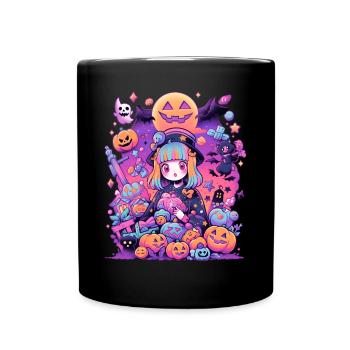 Aesthetics Anime Girl Halloween - Full Colour Mug - black - Front