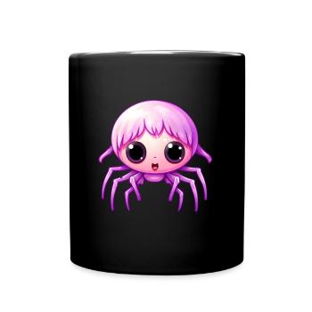 Kawaii Spinne - Tasse einfarbig - Schwarz - Vorne