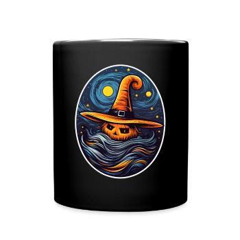 Kürbis Halloween Malerei - Tasse einfarbig - Schwarz - Vorne