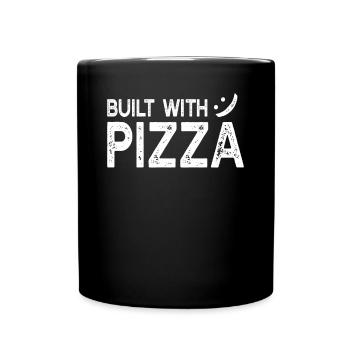Funny Pizza Sayings - Built With Pizza - Full Colour Mug - black - Front