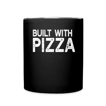 Pizza Lover - Built With Pizza - Funny Pizza - Full Colour Mug - black - Front