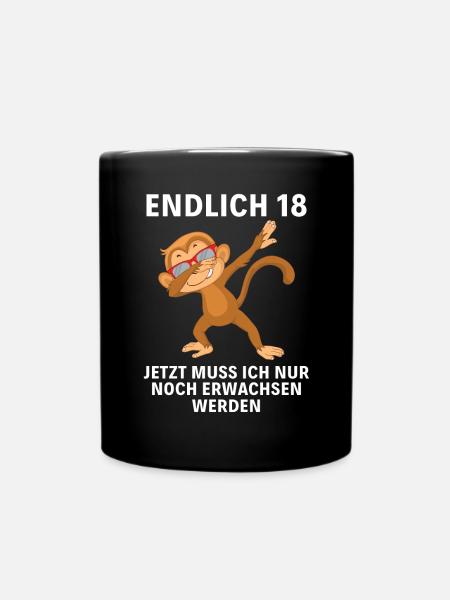 Endlich 18 Jahre Mann Frau 18. Geburtstag - Tasse einfarbig - Schwarz