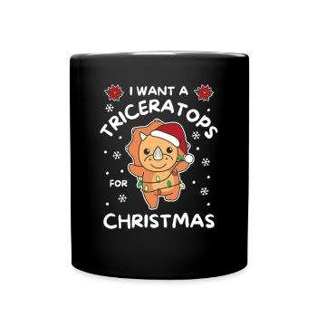 Je veux un tricératops pour Noël dinos mignons - Mug uni - noir - Devant
