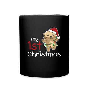 Loutre Weihnachten Loutre mon 1er Noël - Mug uni - noir - Devant