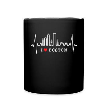 Boston Skyline Heartbeat USA Fan Heart Pulse Love - Full Colour Mug - black - Front