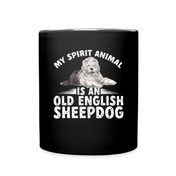 Old English Sheepdog Sheepie Bobtail - Full Colour Mug - black - Front