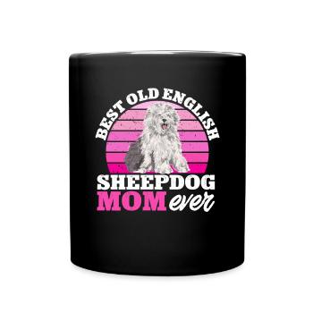 Old English Sheepdog Sheepie Bobtail - Full Colour Mug - black - Front