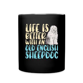 Vieux chien de berger anglais Sheepie Bobtail - Mug uni - noir - Devant