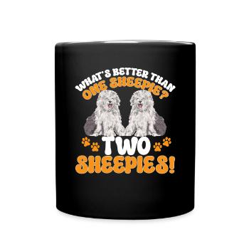 Old English Sheepdog Sheepie Bobtail - Full Colour Mug - black - Front