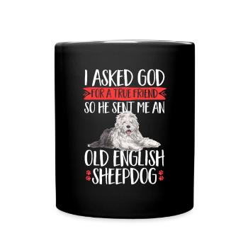 Old English Sheepdog Sheepie Bobtail - Full Colour Mug - black - Front