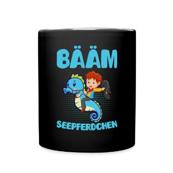 Seepferdchen bestanden Geschenk Frühschwimmer - Tasse einfarbig - Schwarz - Vorne