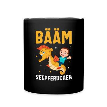 BÄÄM Seepferdchen Geschenk - Tasse einfarbig - Schwarz - Vorne