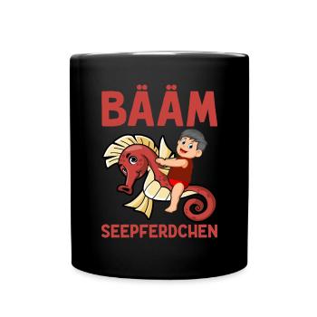 BÄÄM Seepferdchen Frühschwimmer - Tasse einfarbig - Schwarz - Vorne