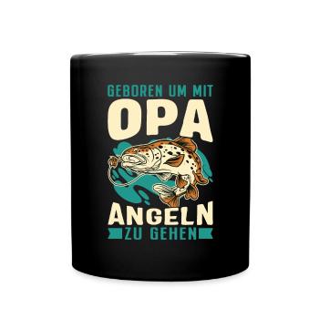 Opa Geboren Angeln Geschenk Kind - Tasse einfarbig - Schwarz - Vorne
