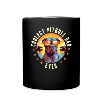 Pittie Dog Breed Pet - Le papa pitbull le plus cool de tous les temps - Mug uni - noir - Devant