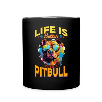 Pittie Dog Breed Pet Life Is Better With A Pitbull - Full Colour Mug - black - Front