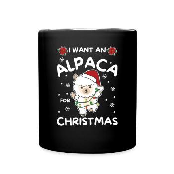Je veux un alpaga pour Noël alpagas mignons - Mug uni - noir - Devant