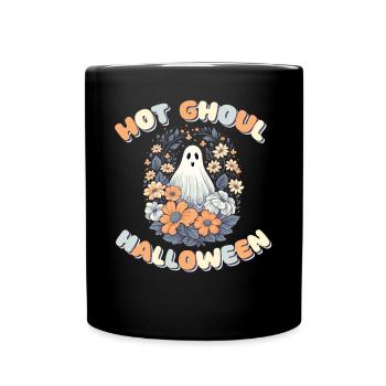 Groovy Ghost Flowers Hot Ghoul Halloween - Full Colour Mug - black - Front