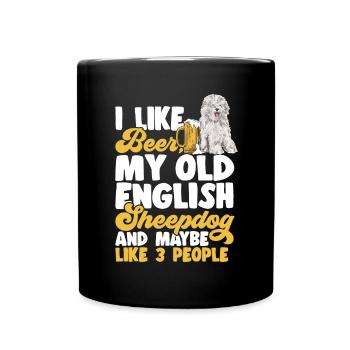 Vieux chien de berger anglais Sheepie Bobtail - Mug uni - noir - Devant