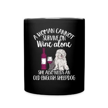 Old English Sheepdog Sheepie Bobtail - Full Colour Mug - black - Front