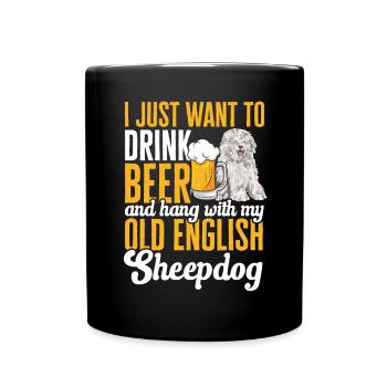 Old English Sheepdog Sheepie Bobtail - Full Colour Mug - black - Front