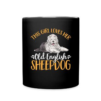 Old English Sheepdog Sheepie Bobtail - Full Colour Mug - black - Front