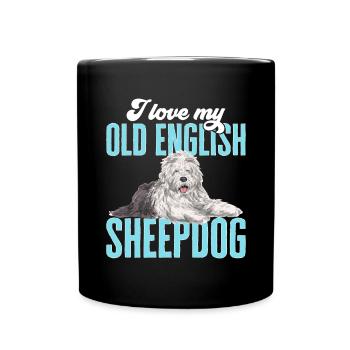 Old English Sheepdog Sheepie Bobtail - Full Colour Mug - black - Front