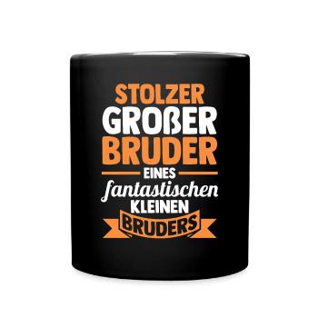 Geschwister Brüder Bruder - Tasse einfarbig - Schwarz - Vorne