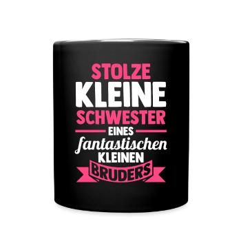 Geschwister Schwestern Bruder Schwester - Tasse einfarbig - Schwarz - Vorne