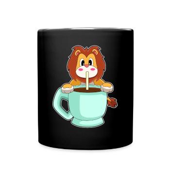 Lion cup of coffee - Full Colour Mug - black - Front
