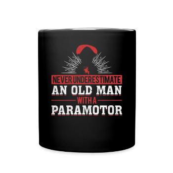 Parapente motorisé Vieil homme avec un paramoteur - Mug uni - noir - Devant