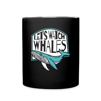 Regardons les baleines béluga bleu Cétacé Baleine - Mug uni - noir - Devant