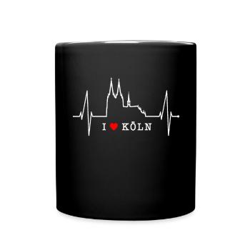 Cologne Skyline Heartbeat Heart Kölsch Love Cologne - Mug uni - noir - Devant