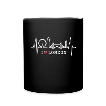 London Heartbeat Skyline England Heart Union Jack - Full Colour Mug - black - Front