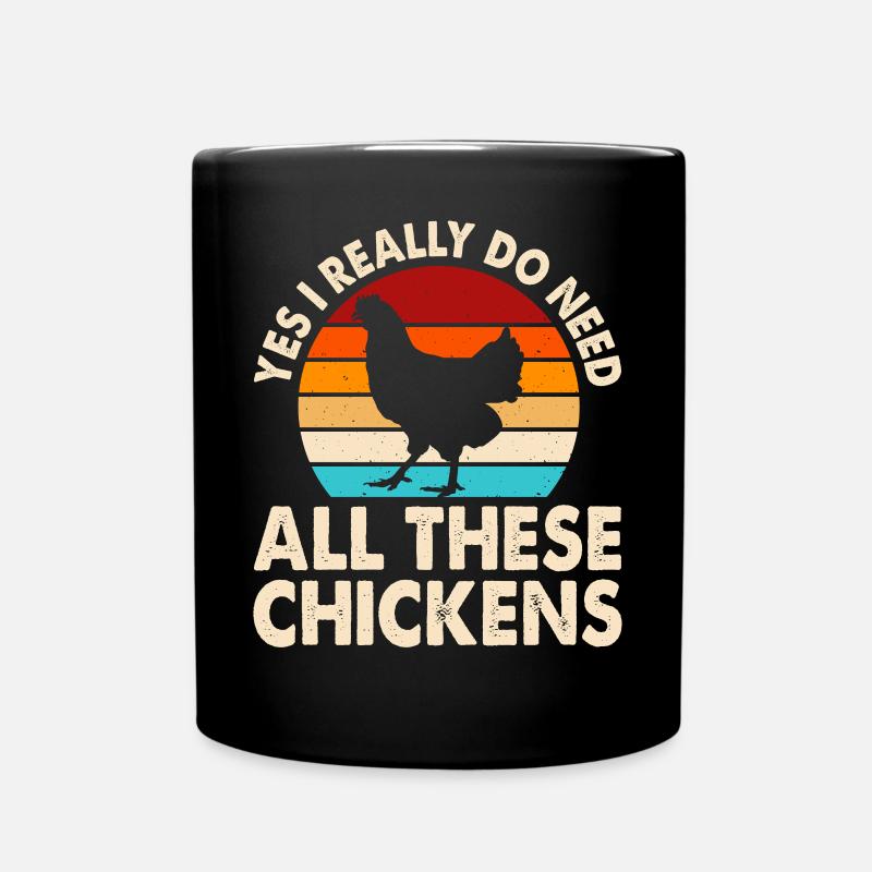 Hühner Huhn - Tasse einfarbig - Schwarz