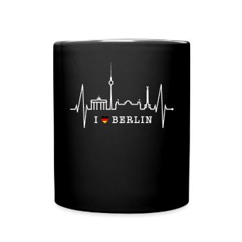 Berlin Skyline Herzschlag Herz Liebe Love Berliner - Tasse einfarbig - Schwarz - Vorne