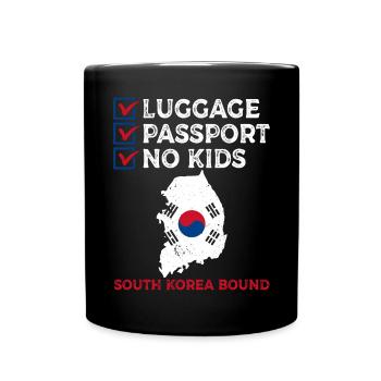 Luggage Passport No Kids South Korea Bound Vacation - Full Colour Mug - black - Front