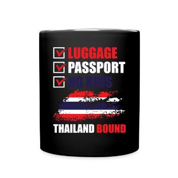 Luggage Passport No Kids Thailand Bound - Full Colour Mug - black - Front