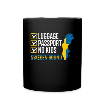 Luggage Passport No Kids Sweden Bound Holidays - Full Colour Mug - black - Front