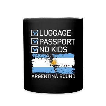 Luggage Passport No Kids Argentina Bound - Full Colour Mug - black - Front