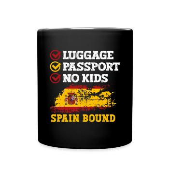 Luggage Passport No Kids Spain Bound Holiday Trip - Full Colour Mug - black - Front