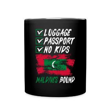 Luggage Passport No Kids Maldives Bound Vacation - Full Colour Mug - black - Front